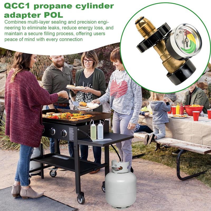 Propane Cylinder Adapter Propane Tank Gauge Pressure Meter Outdoor Cooking Accessories For Camping BBQ Grill Heater
