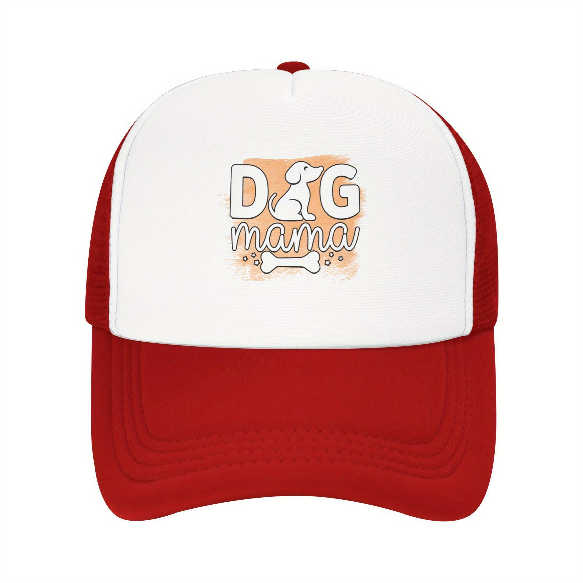 Dog Mama Graphic Trucker Hat Lightweight Mesh Two Tone Casual Baseball Cap for Women One Size