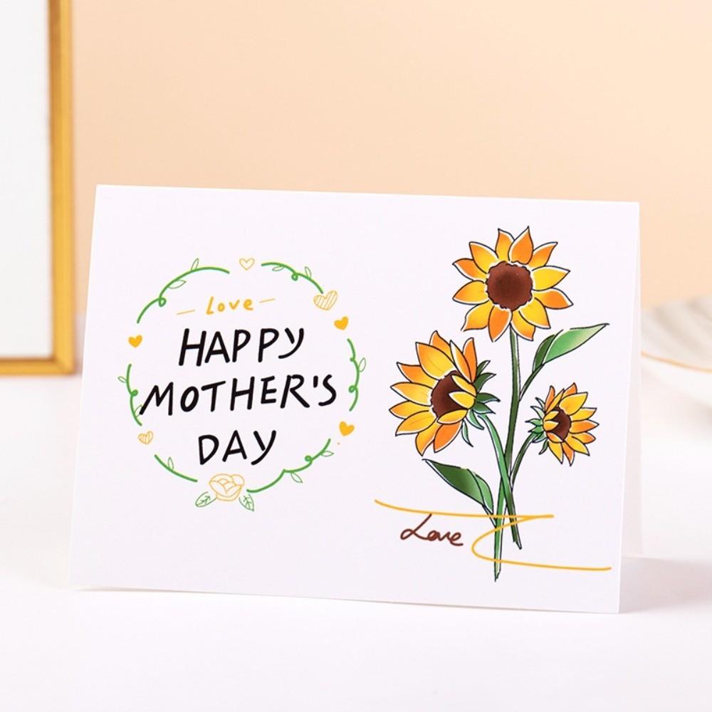 10pcs Folded Design 3D Floral Greeting Cards Floral Pattern Mother's Day Card Father's Day