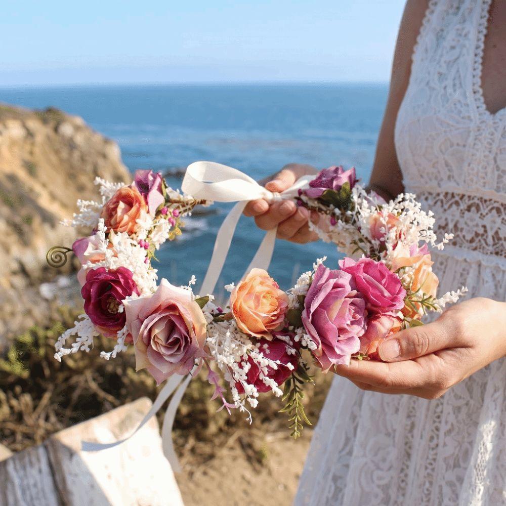 Elegant Floral Headband Artificial Flower Bridal Wreaths Flower Crown Birthday Party