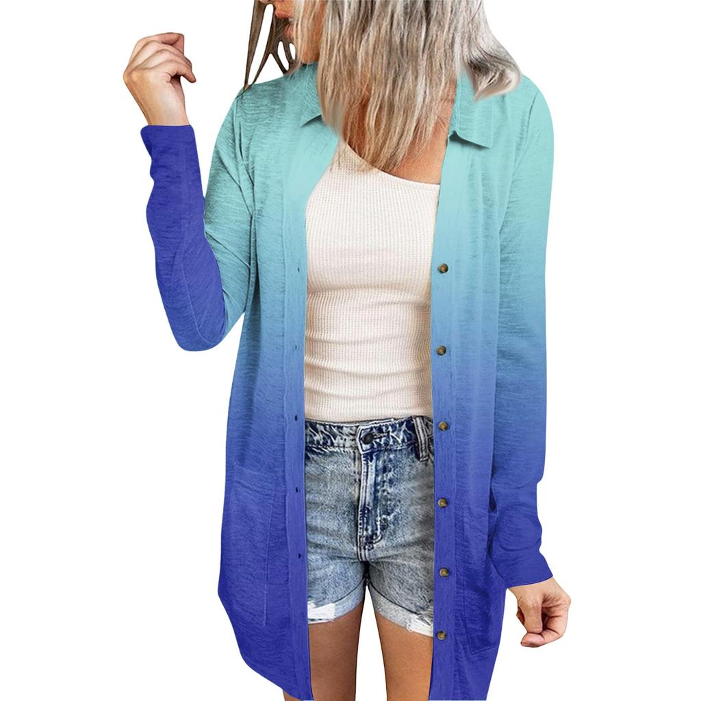 Women's Casual Fashion Floral Print Long Sleeve Mid-Length Cardigan Jacket