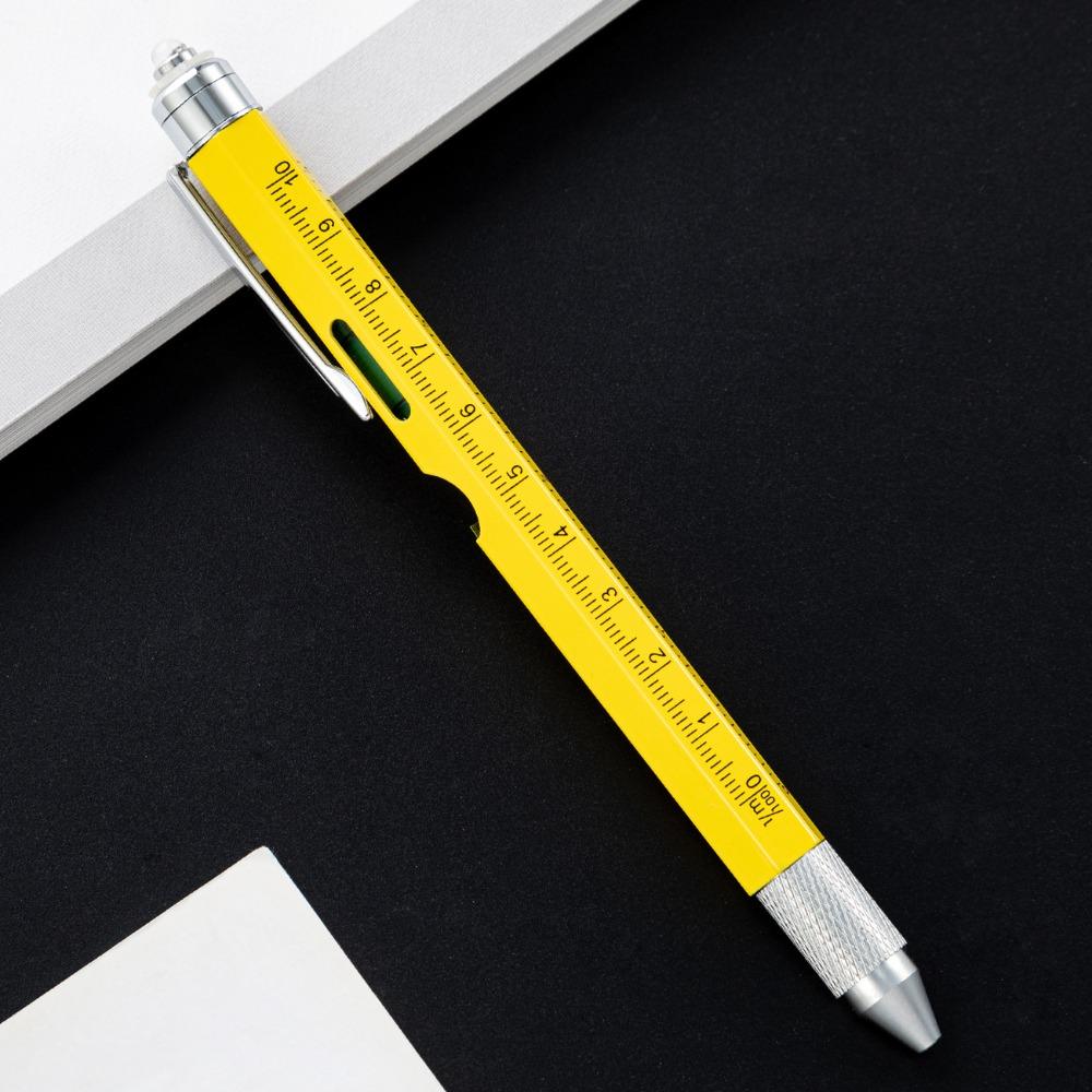 Metall-Multitool-Stift 9-in-1 Mit LED-Licht Wasserwaage Schraubendreher Lineal Kugelschreiber Holzbearbeitungsstift Bauwerkzeuge