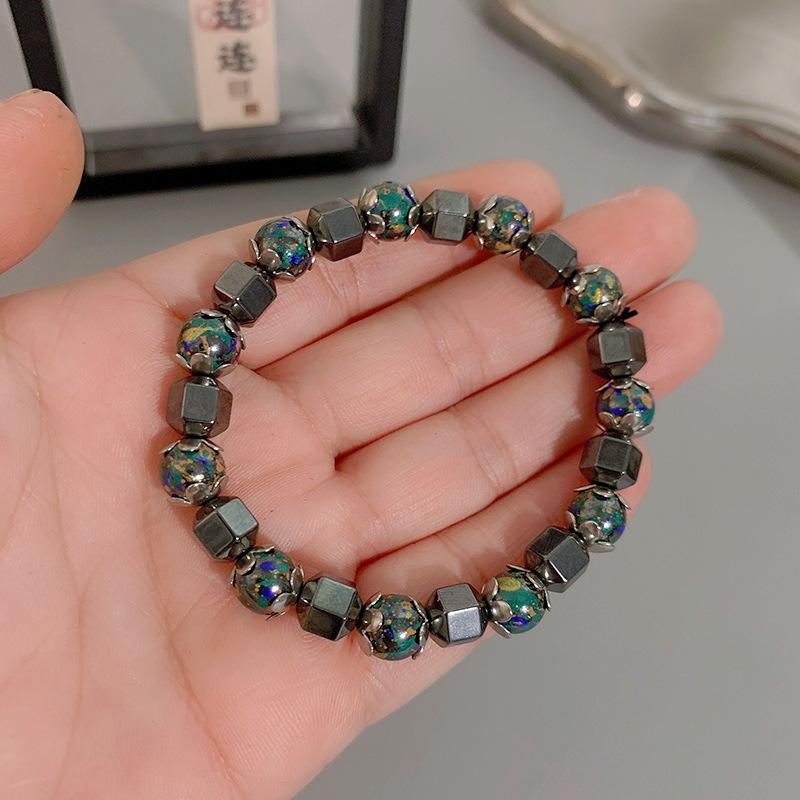 JYL TS Bracelet  Geometric Style Channels Structure & Stability Black gallstone splicing color королевский синий