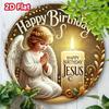 Metal Round Wall Art Angel Happy Birthday Jesus Christmas Decor
