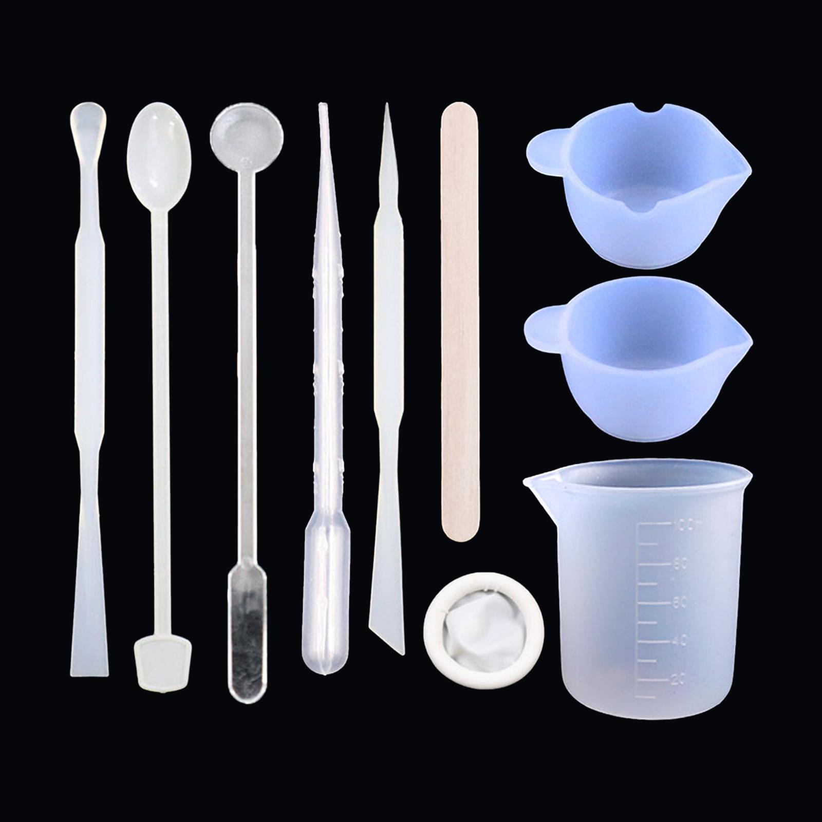 39 Pieces Silicone Resin Measuring Tools Kit, 100ml Mixtures with Mixing Spoons, Transfer Pipettes, Cents