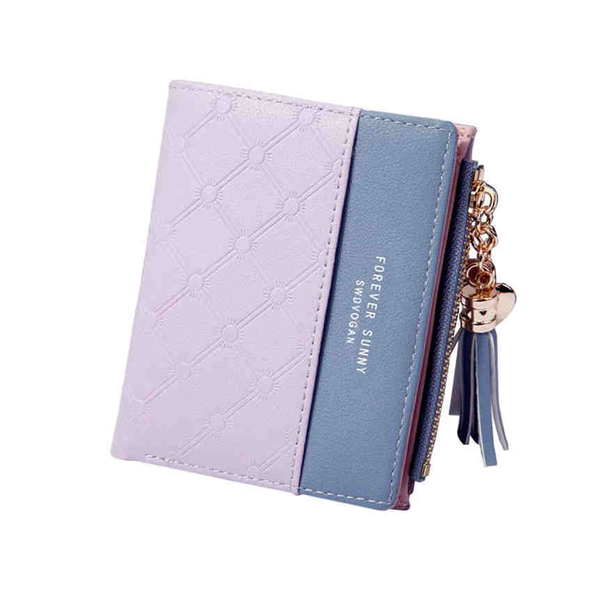 

Females Tassel Bifold Wallet Coin Purse ID Bank Card Women Holder Purse Hasp Zipper Design фіолетовий