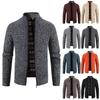 E inverno moda uomo cardigan caldo giacca maglione collo alto maglia cappotto