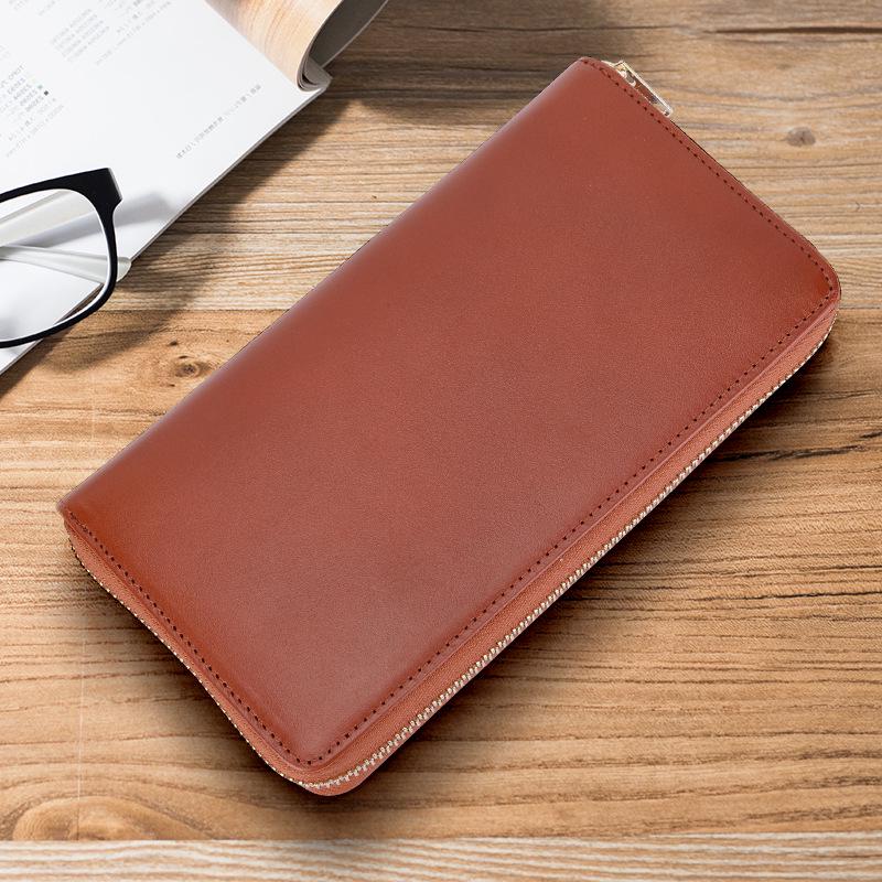Women's Genuine Leather Long Wallet Clutch - Large Capacity, Multi-Card Slots, Vegetable Tanned