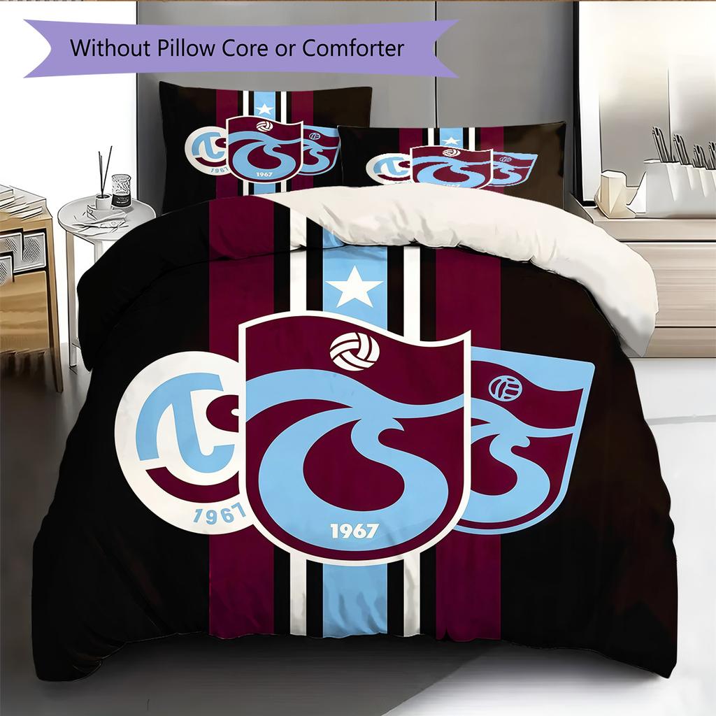 Trabzonspor Pattern Bedding Quilt Set Home Decoration Gift (1 * duvet cover + 2 * pillowcase without core)