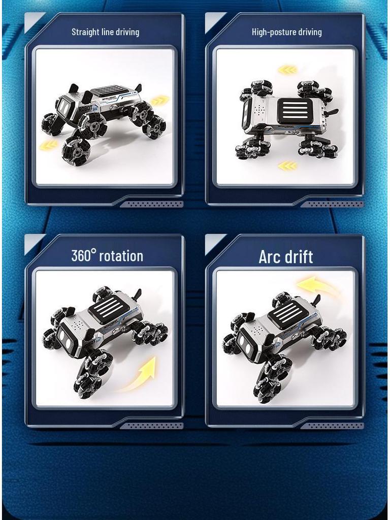 Jucărie Câine Acrobatic cu 8 Roți Transfrontalieră: Jucărie Inteligentă Electrică Deformabilă, cu Telecomandă, Pistol cu Apă, Cățărare