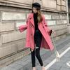 Fall Winter Women Woolen Jacket Thick Loose Turn-down Collar OL Commuting Jacket Double-breasted Mid Length Korean Style Overcoat Outerwear