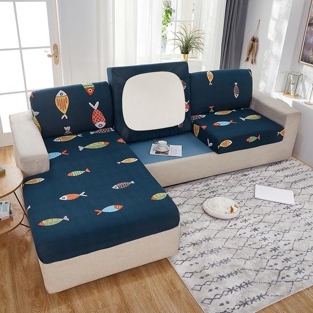 Printed Stretchy Sofa Seat Cushion Cover Soft Breath Fabric Chair Cover Pet Owners Kids Living Room Room Furniture Protector Washable Case