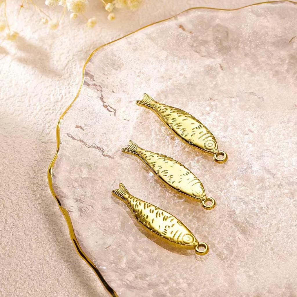 Stainless Steel Gold-Plated Fish Pendant - Durable, Handmade, Color-Retaining Jewelry Accessory