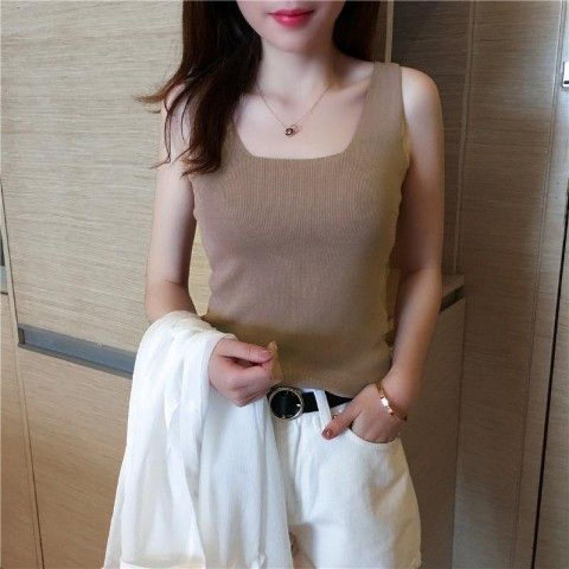 Women's Summer Sleeveless Black Knit Tank Top - Sexy Base Layer & Trendy Outerwear