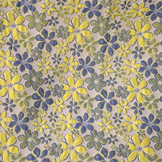 145cm Wide X 95cm Long Premium Double Layer Blue and Yellow Floral Jacquard Fabric