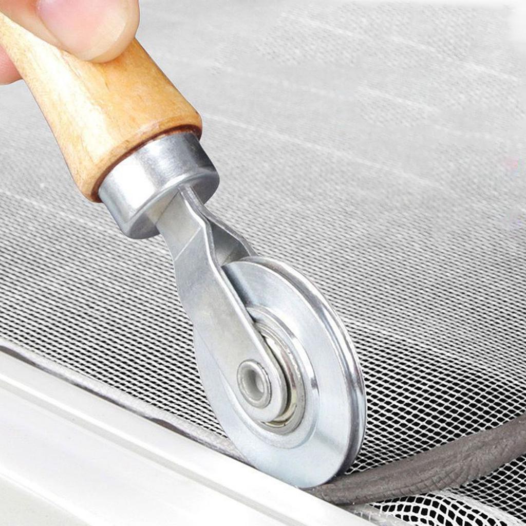 Wooden Handle Steel Wheel Rolling Tool For Double Window Installation Durable Screen Door Hand Spline Roller