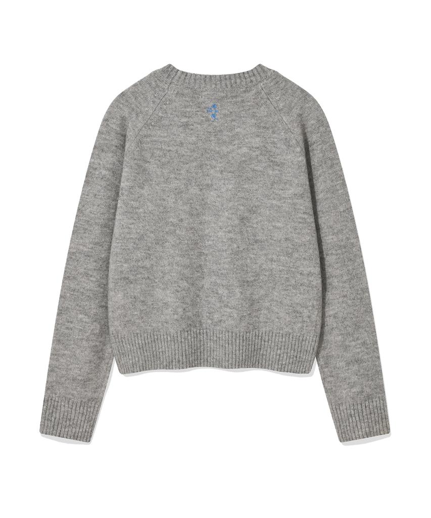 WACKY WILLY Women'S Hairy Lettering Embroidery Pullover Grey