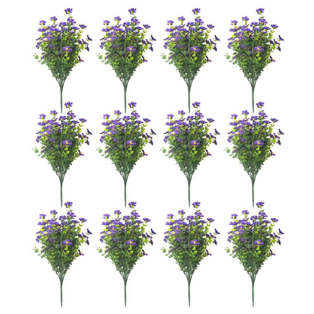 Vibrant UV Resistant Artificial Flowers - 12 Pack For All-Weather Outdoor For Home Garden Tool Accessory