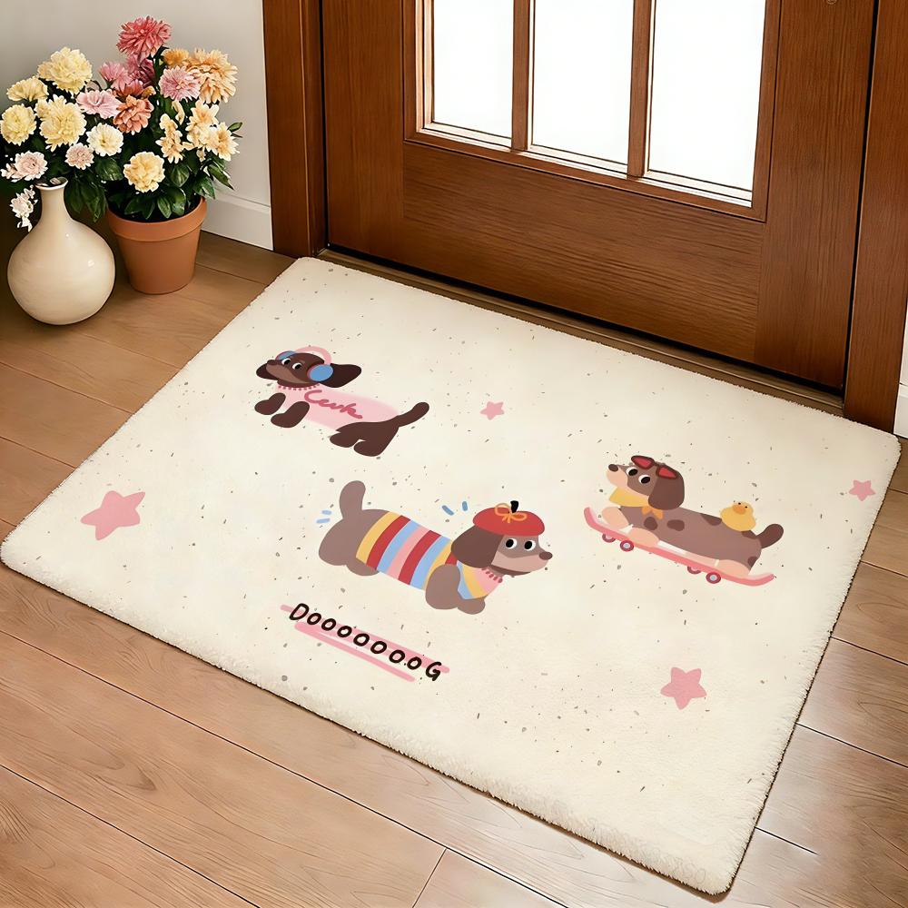 Dachshund puppy Floor Mat Cozy Flannel Soft Thick Non-Slip Mat for Living Room Bedroom Kitchen Decor Rugs