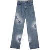 Jeans Dritti a Vita Media da Uomo per Tutte le Stagioni, Vestibilità Larga, Microelasticizzati, Jacquard, Pantaloni a Gamba Larga