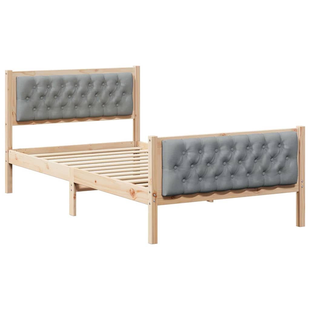 Bed Frame Light Grey 100 x 200 cm Solid Pine Wood