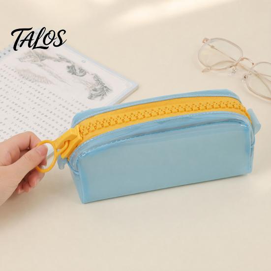 Cute Pencil Pouch Stationery Case, Large Capacity PVC Pouch, Portable Organizer Smooth Zipper Pen for School Office Student Use Exquisite Puller