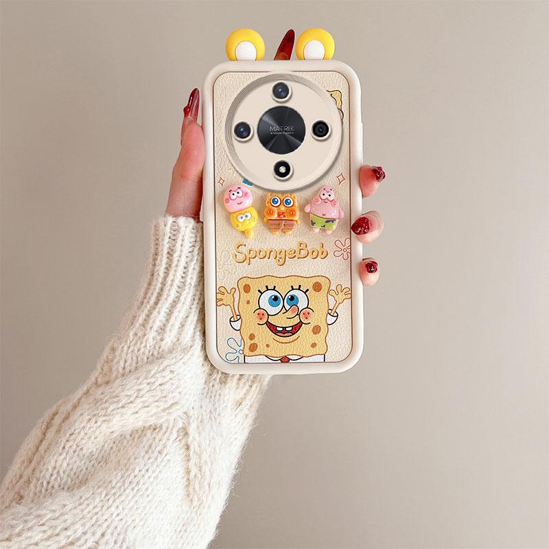 KEYSION Cute Ear 3D Cartoon Case for HONOR X9b 5G with Bracelet Soft Silicone Shockproof Phone Cover for Huawei Magic 6 Lite 5G