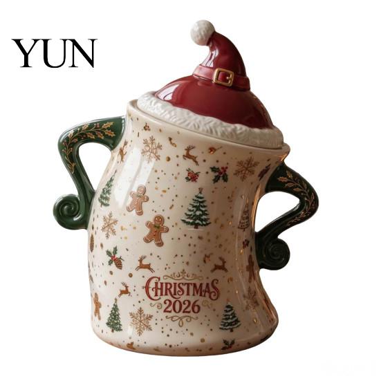 Ceramic Storage Jar Christmas Themed with Airtight Lid, Decorative Gingerbread Man Home Decor Cookie Canister, Large Capacity Snack Container