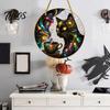 Colorful Gradient Glass Craft Stained Style Black Cat And Magic Coffee Cup Hanging Ornament for Window Wall Dark Fantasy Decor Room Decor, Acrylic Sun