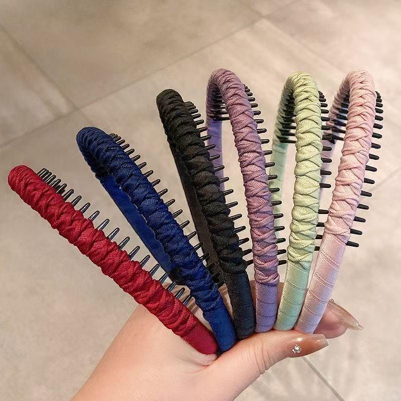 Rutschfestes dünnes geflochtenes Stirnband mit Zähnen für Damen - Ideal zum Waschen des Gesichts und Styling