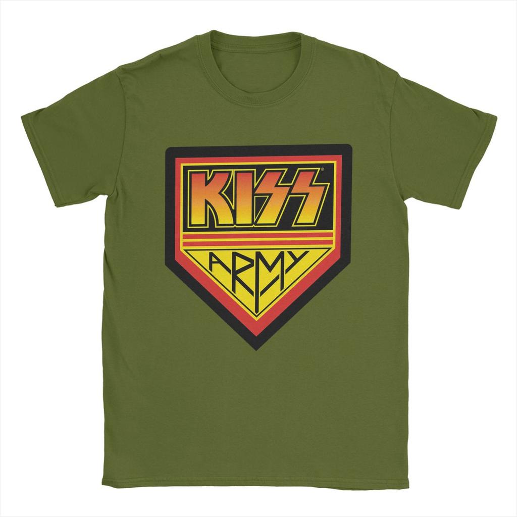 Men T-Shirts Kiss Army Logo Casual Cotton Tee Shirt Short Sleeve Rock Brand T Shirts Round Collar Tops Gift Idea