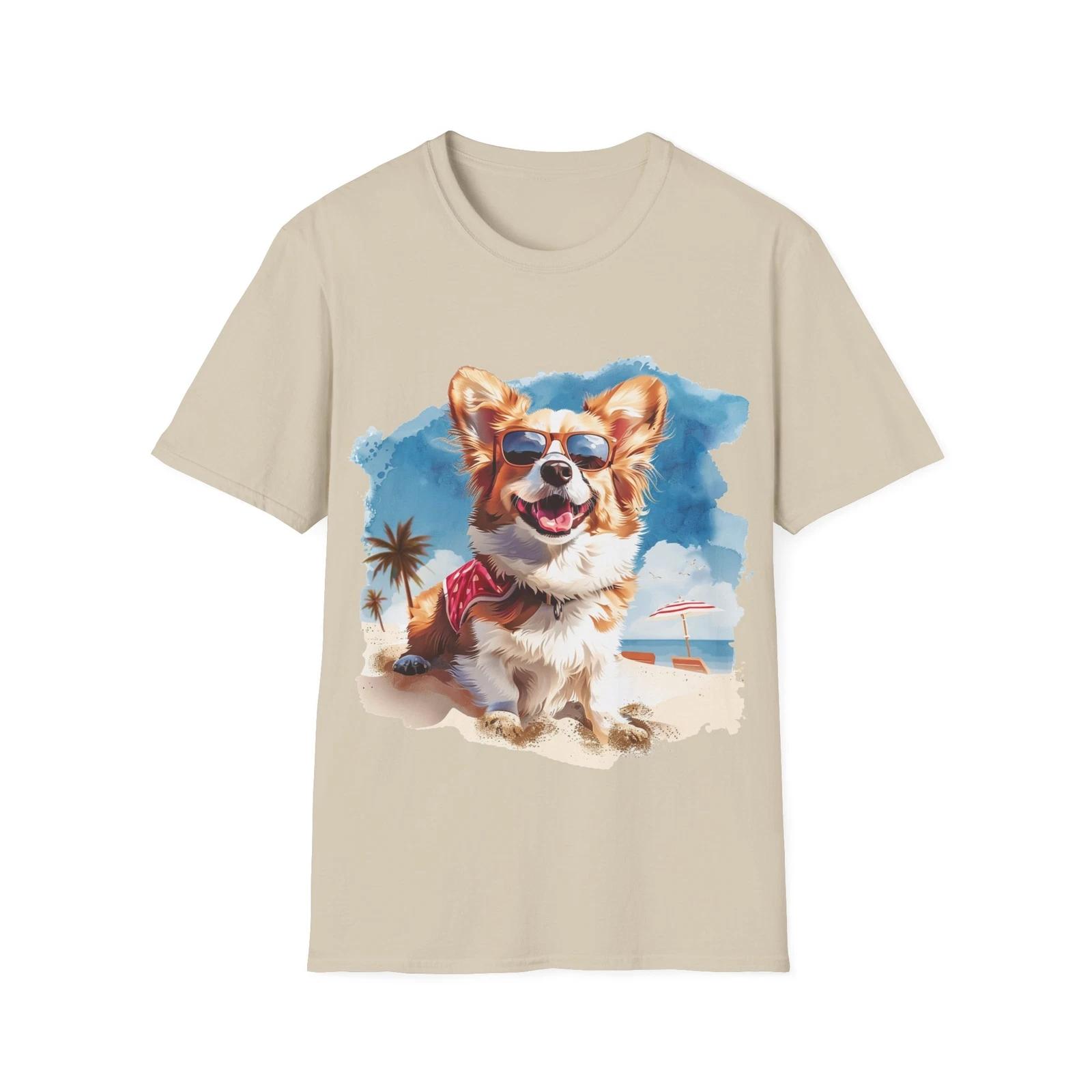 Dog Lover Shirt Beach T-Shirt Beach Scene Cute Dog Lover Gift S
