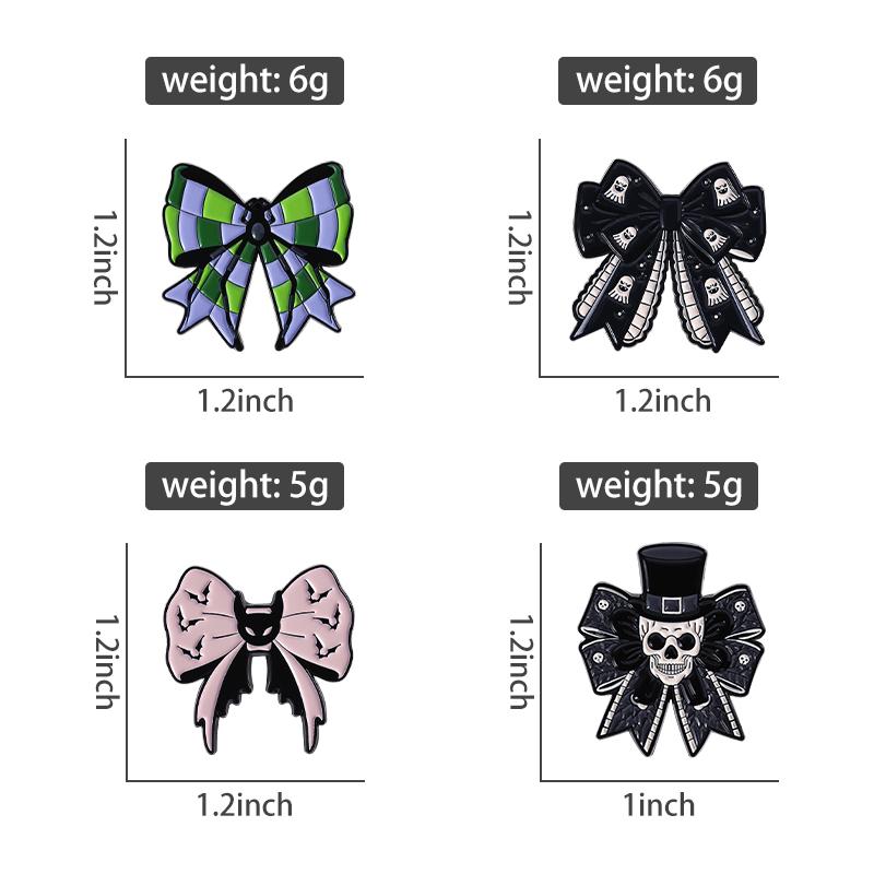 Punk Gothic Bow Enamel Pins Custom Spider Bat Skeleton Brooches Lapel Badges Clothes Funny Jewelry Gift for Friends