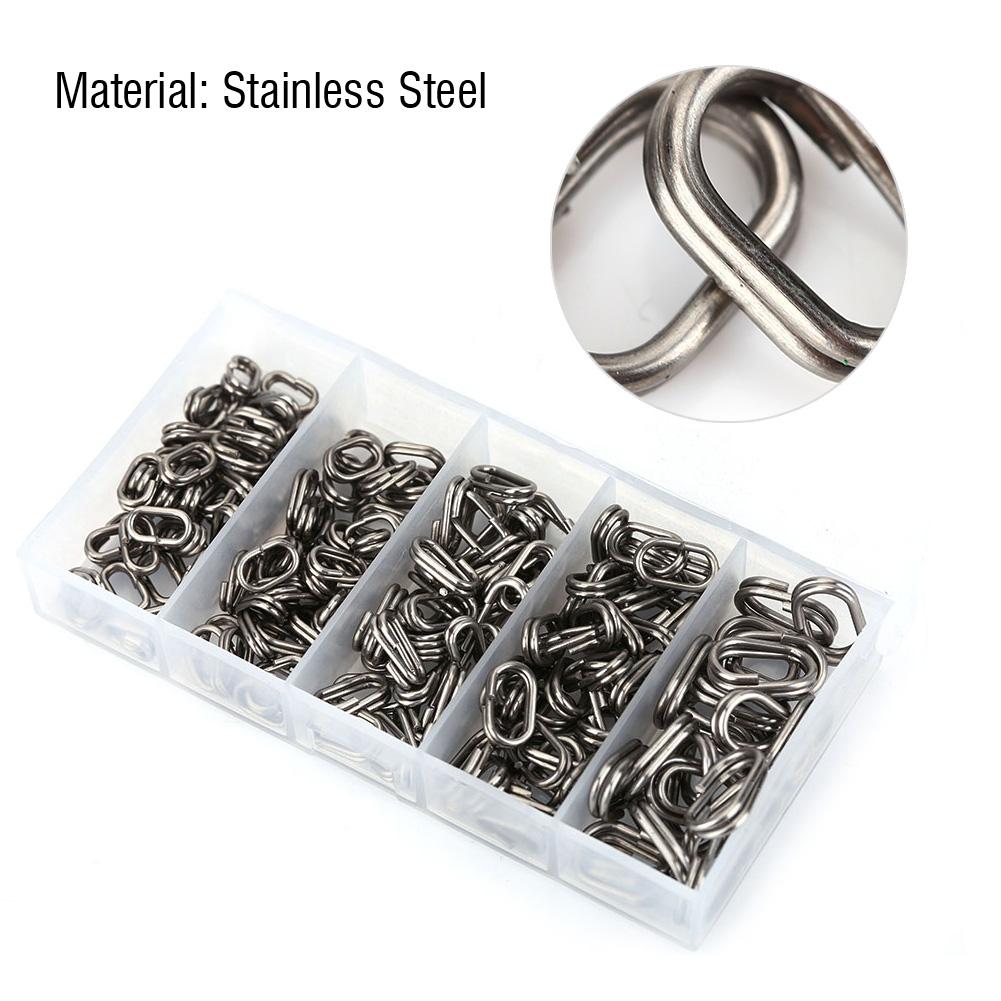100Pcs Stainless Steel Oval Split Rings Swivel Snap Fishing Tackle Connector(10x19mm)