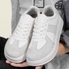 Men Color Block Platform Skate Sneakers Soft Leather Thick Sole All-match Minimalist Daily Street Fashion Casual Board Shoes