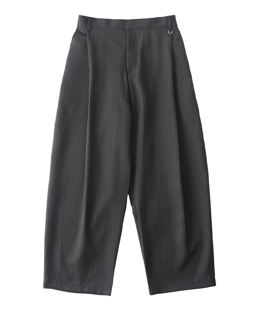 ANALOG MOOD Striped Back-Banded Wide Slacks (Charcoal)