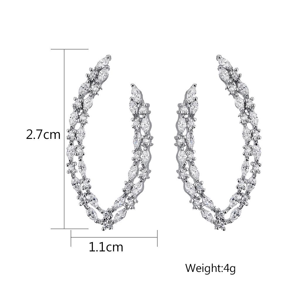 

European & American Flashy Full Diamond Zircon Earrings - High-End Niche Jewelry for Women серебряный
