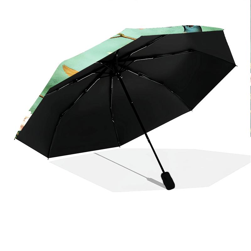 1 PC Automatic Folding Umbrella - Macaw Pattern, Portable & Foldable Design with 8 Ribs, Christmas Birthday Gifts