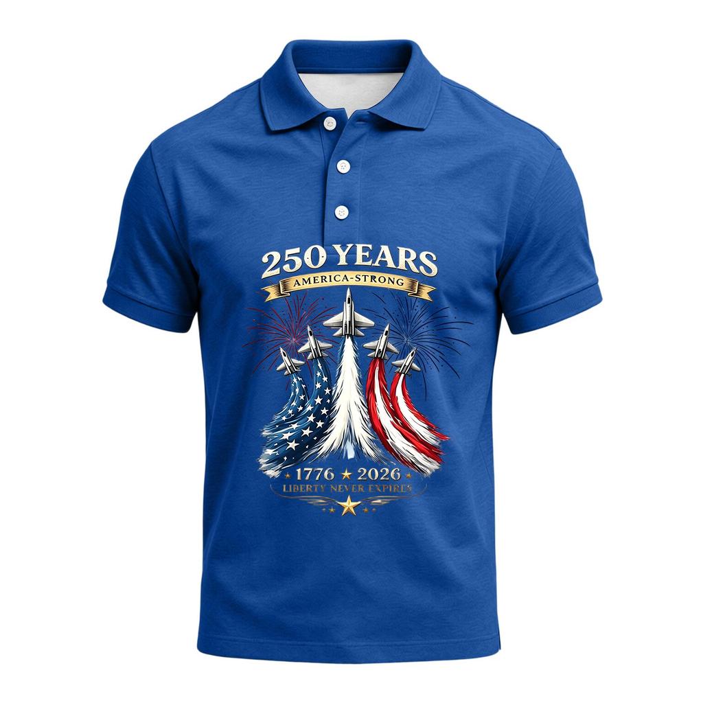 Men's 250th Anniversary Polo Shirt 1776 To 2026 Short Sleeve Casual Fit American Flag Themed Graphic Top