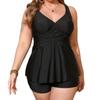 Europäischer und amerikanischer großer geteilter Tankini Badeanzug Damen Bauchbedeckung Taillenschürze Oberteil Boxershorts Zweiteiliger Badeanzug