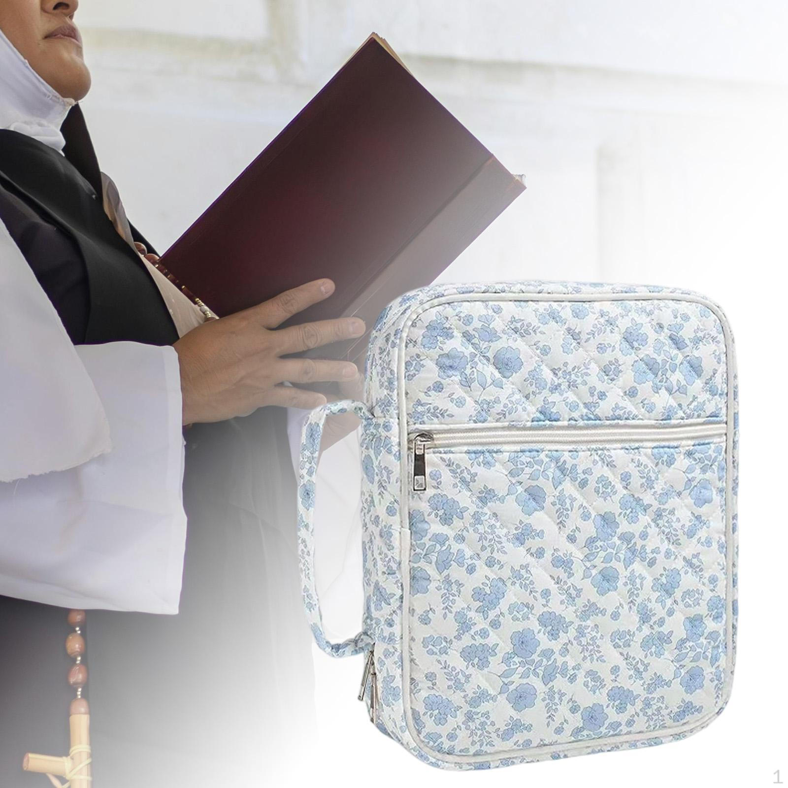 Bible Case with Handle Compact And Portable Floral Print Handbag Ideal Gift for Women Blue Flower 1758₽
