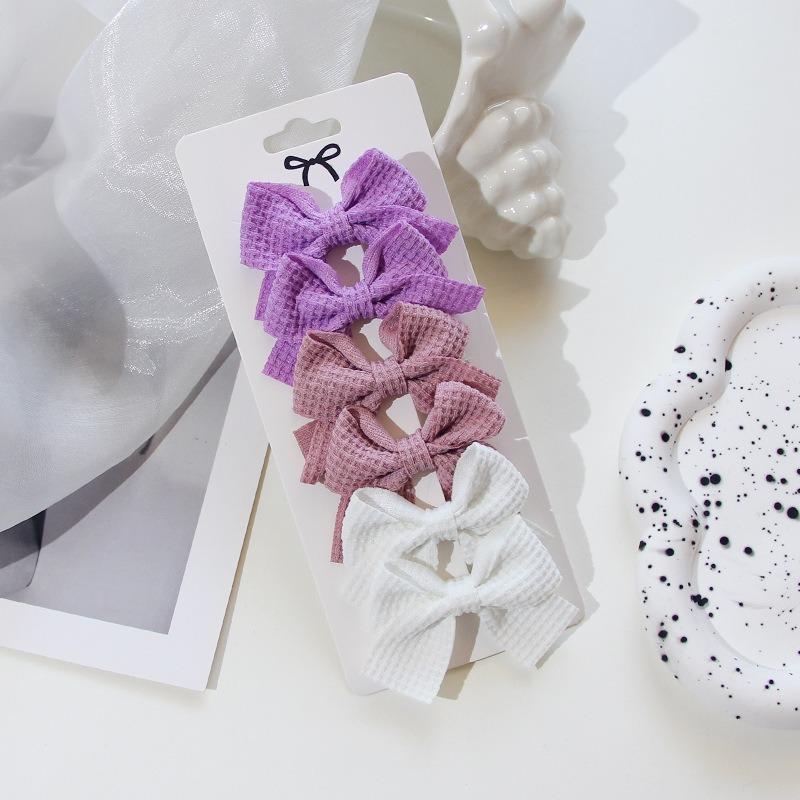 10Pcs/Set Solid Color Ribbon Kids Bows Hair Clips Baby Girls Handmade Bowknot Hairpin MiNi Barrettes Hair Tie Accessories