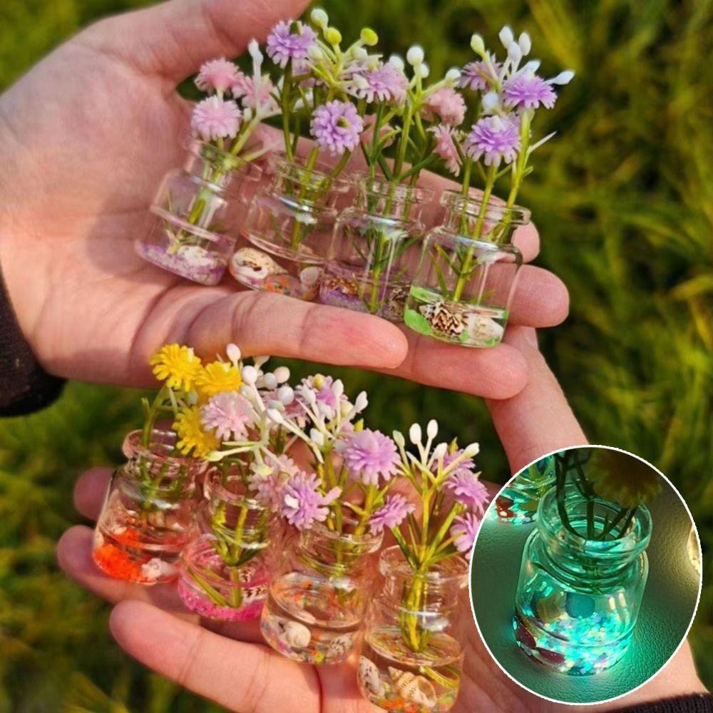10 Stück Glasmaterial Leuchtende Mini-Vase Kreative Mini-Vase Figur Schlafzimmer Dekor