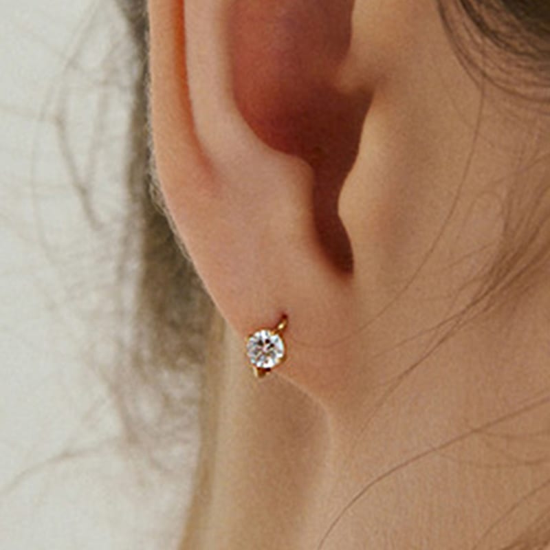 

MAYBETOI 14k Cubic Pearl One-Touch Earrings (2 types) 14K pink gold