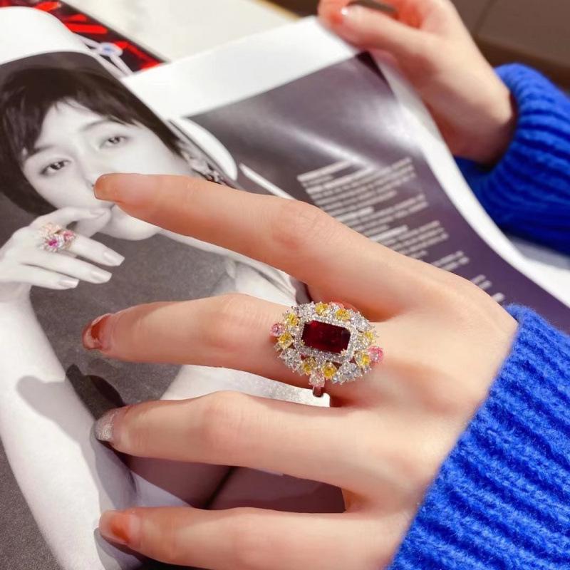 Luxurious Pigeon Blood Ruby Ring: Openable Design for Women, Internet Celebrity Style