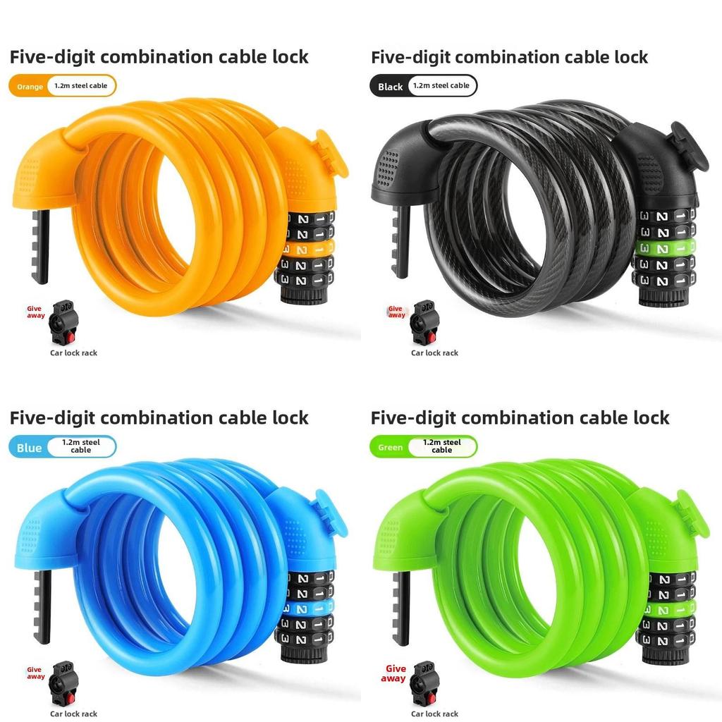 Bicycle Lock With Password Code Secure Steel Cable For Mountain Bike And City Commute