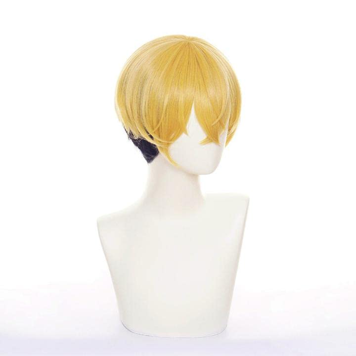 LVMEY Anime Cosplay Character Disguise Cosplay Cosplay Comic Market Cultural School with Wig Net Wig, Gold/Black Short, Heat-Resistant, Wig, Wig,