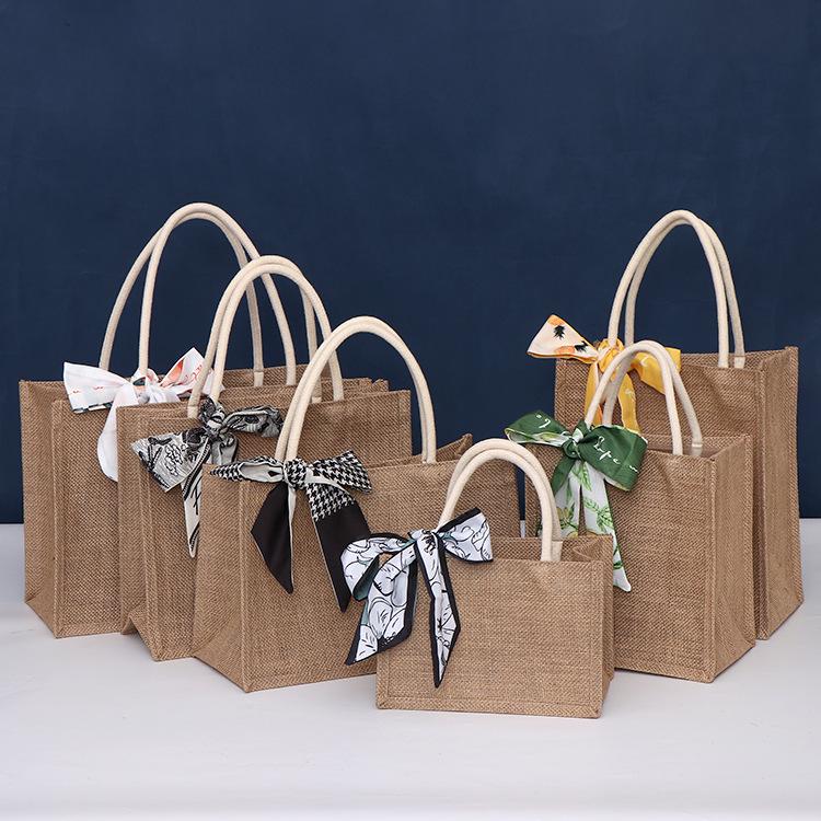 Jute Handbag - Laminated 3D Burlap Tote, Blank Linen Design, Logo Printable.