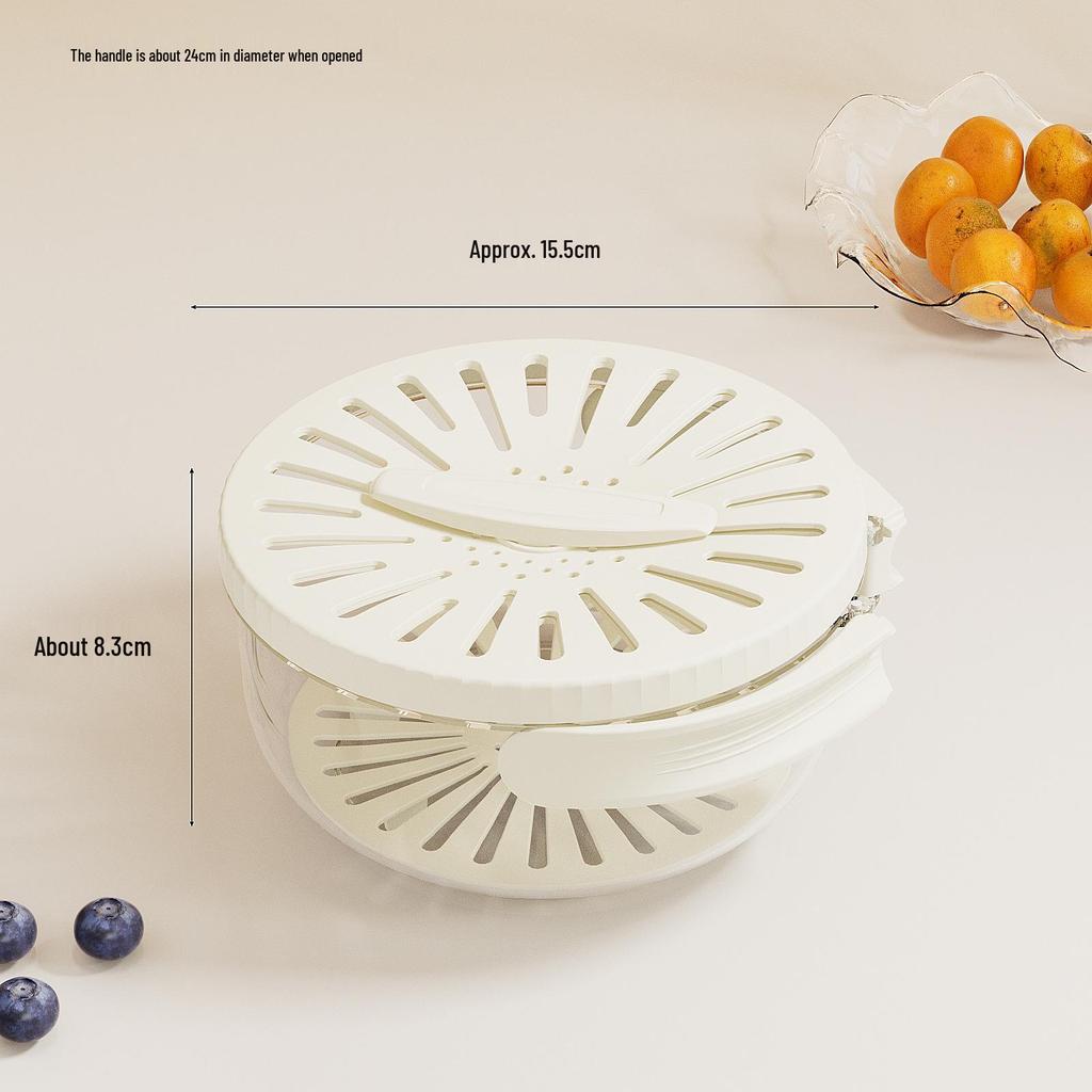 Multifunctional Draining Bowl & Refrigerator Storage Box with Foldable Handle – Keeps Hands Dry