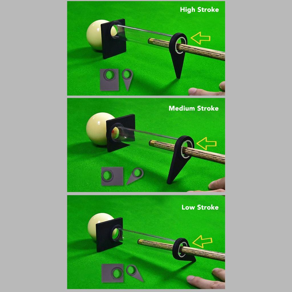 Billiard Stroke Trainer Acrylic Transparent Pipe and 2 Adjusters Pool Aiming Practice Tool for High Medium Low Strokes